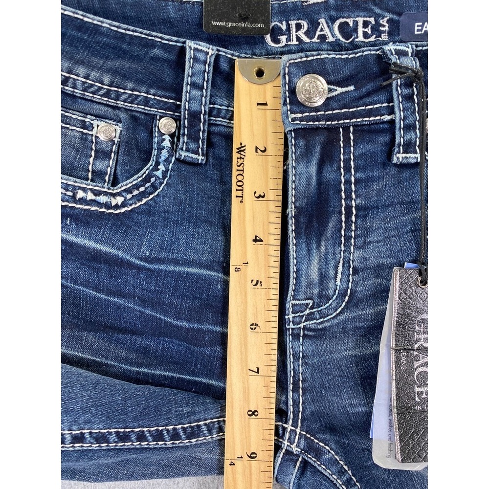 Grace in LA Women Bootcut Jeans Size 26 Low Rise Easy Fit Aztec Embroidery NWT - Picture 3 of 11